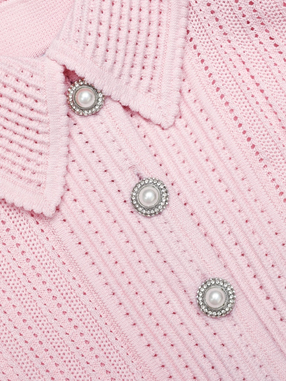 NWOT Self-Portrait PINK POINTELLE PEPLUM KNIT MIDI DRESS - Picture 5 of 9
